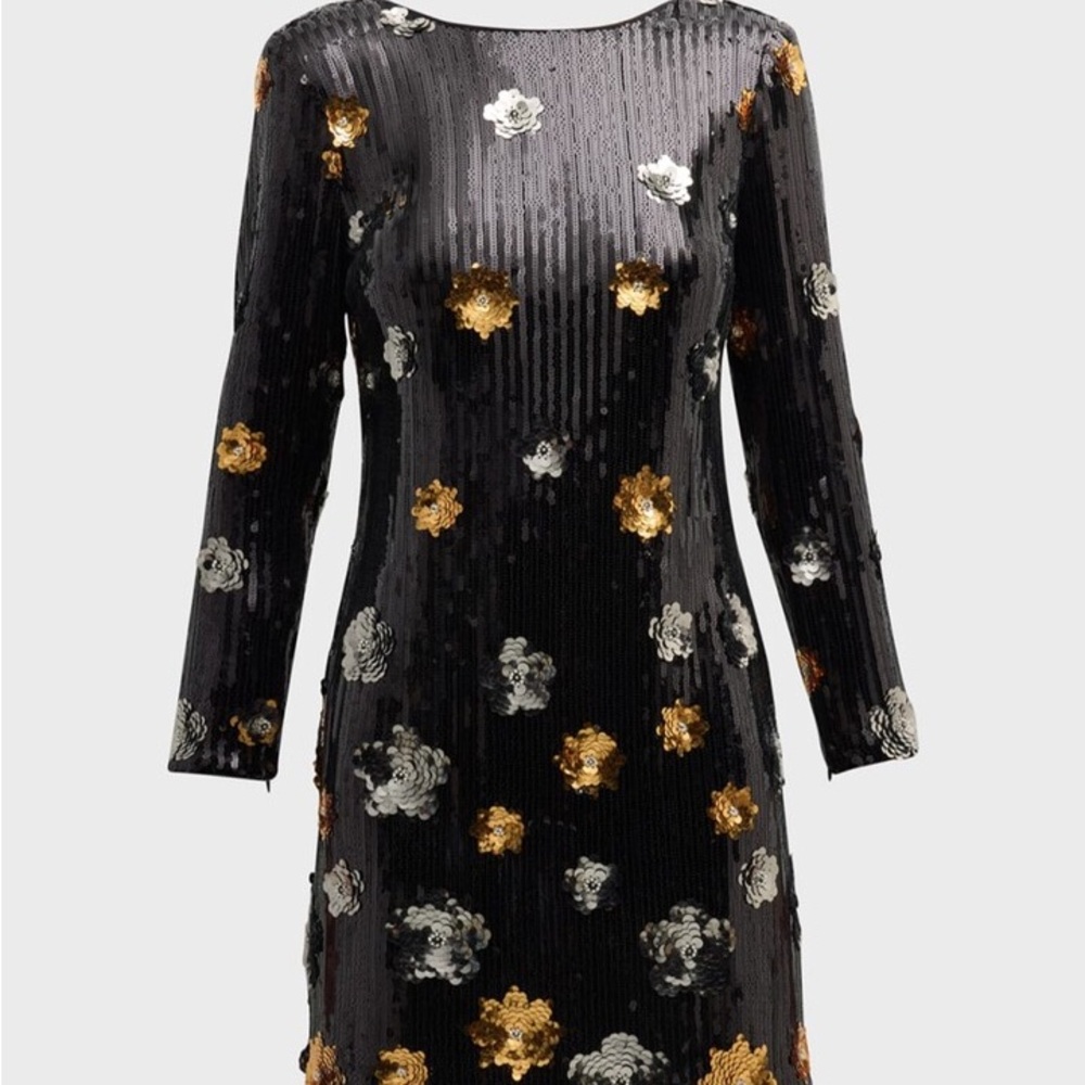 Milly Selene Bateau-Neck 3D Floral Sequin Mini Dress
size 12 NWT